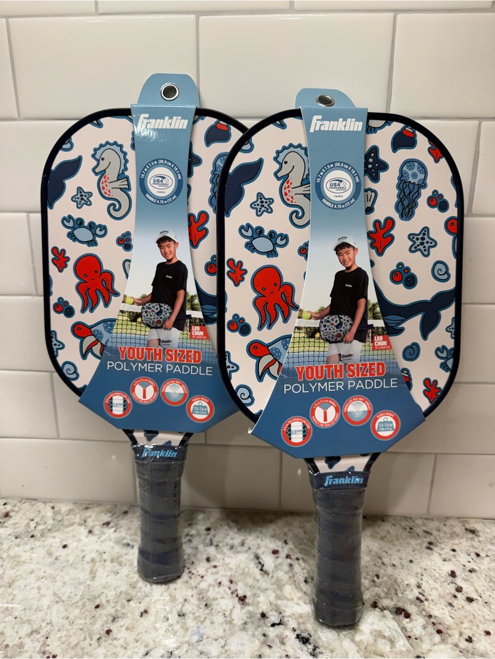 Franklin Youth Polymer Paddle - Nautical Sea Life Print-  Set of 2 NWT